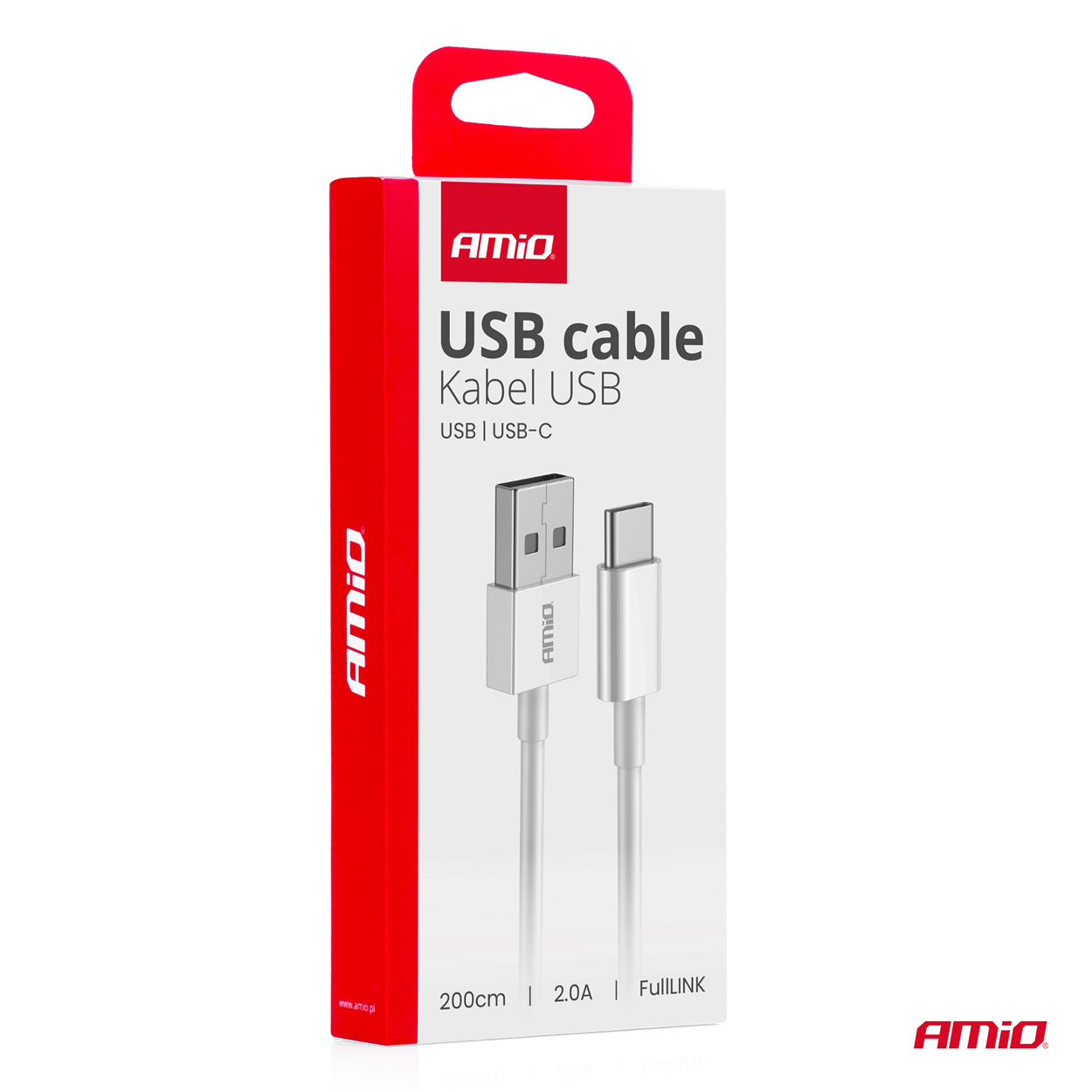 AMiO - Kábel USB na USB-C 2A 200cm FullLINK