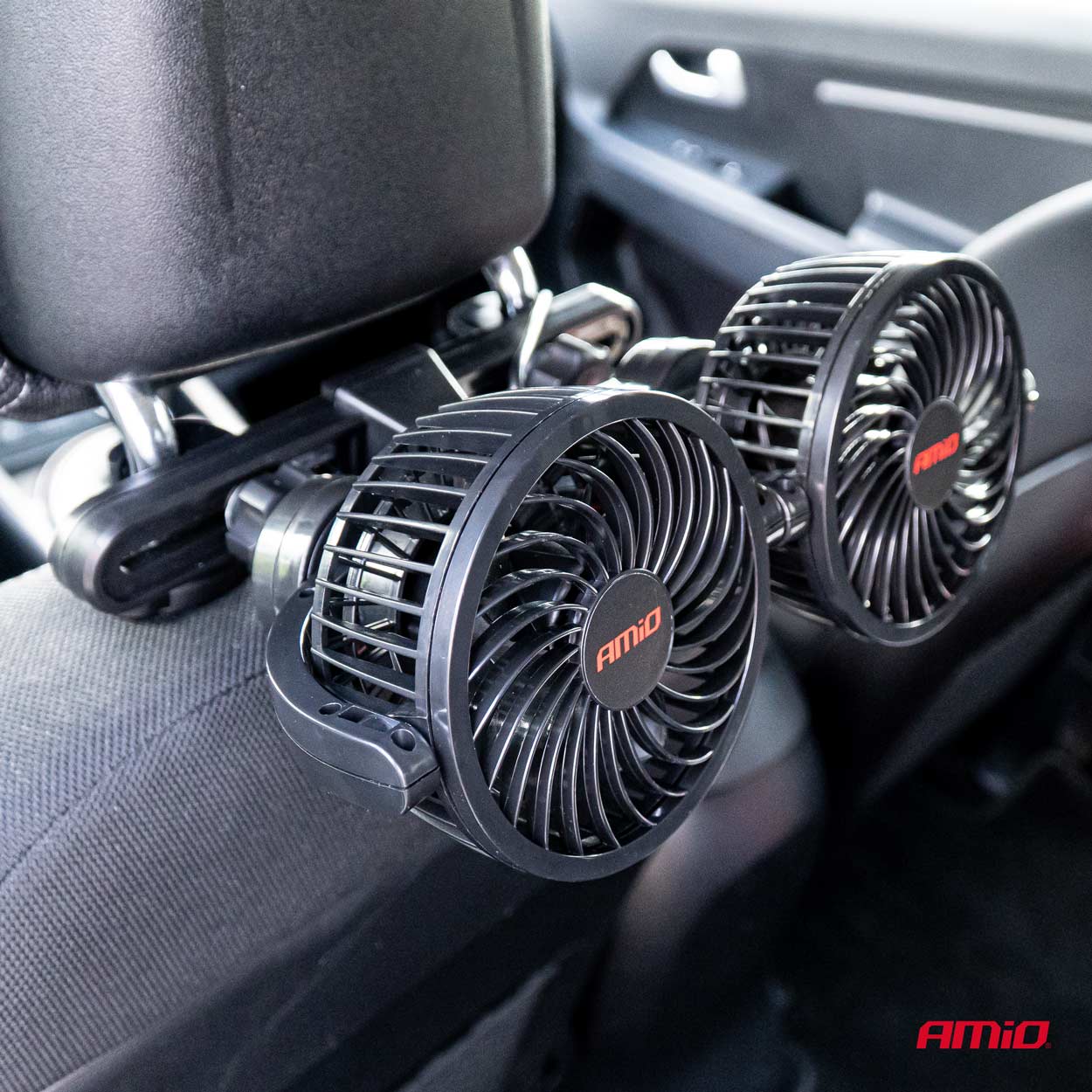 AMiO - Ventilátor do auta pre opierku hlavy 2x4" 12V