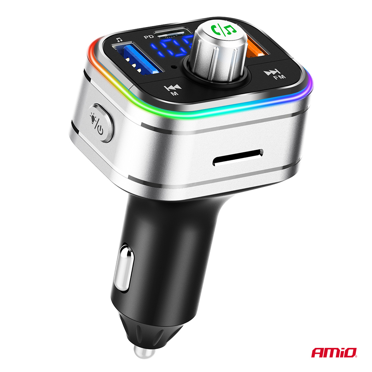 AMiO - FM transmitter 1×USB-C microSD 12V 24V