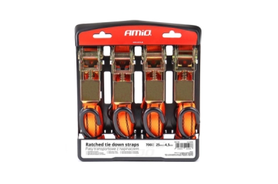 AMiO - Upínacie pásy s račňou 700kg 25mm 4,5m 4ks BELT-03