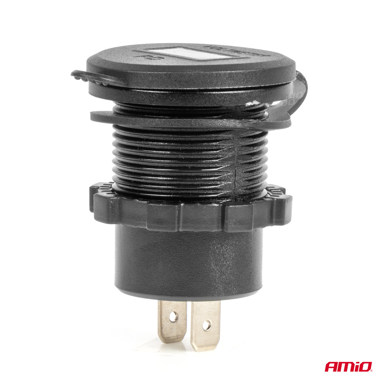AMiO - Nabíjačka do auta 2x USB-C s testerom napätia 12/24V vodotesná
