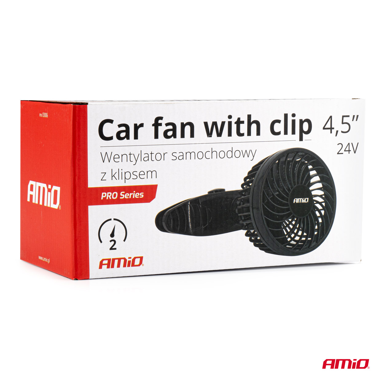 AMiO - Ventilátor do auta s klipom 4,5" 24V