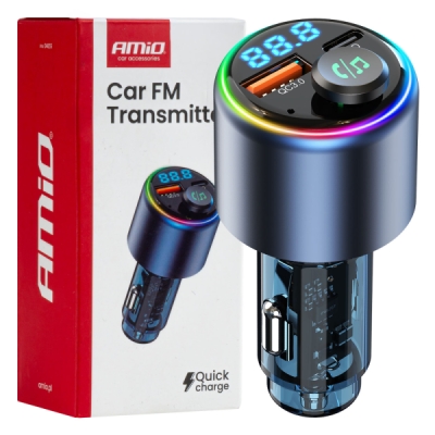 AMiO - FM transmitter 1×USB-A 1×USB-C 12/24V