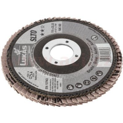 Lamelový kotouč šikmý 125 mm (pro Inox/ocel, ocel, litina) hrubost P120, LUKAS (Německo)