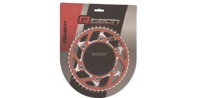 Q-TECH - duralová rozeta MASTER pre sekundárne reťaze typu 420, (oranžový elox, 46 zubov)