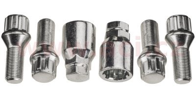Bezpečnostné skrutky M14x1,25, závit 27 mm, kužeľ, 4 ks