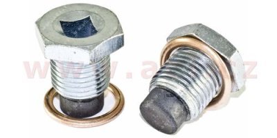 výpustný šroub olejové vany M16x1.5 L=15.5 mm, celk. délka = 26 mm