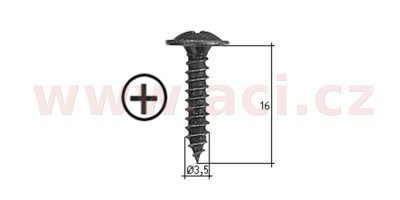 samořezný křížový vrut černý pozink Fe (sada 20 ks) (3,5 mm, 16 mm)