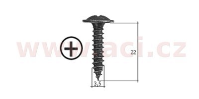 samořezný křížový vrut černý pozink Fe (sada 20 ks) (3,5 mm, 22 mm)