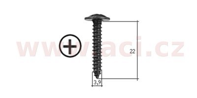 samořezný křížový vrut černý pozink Fe (sada 20 ks) (3,9 mm, 22 mm)