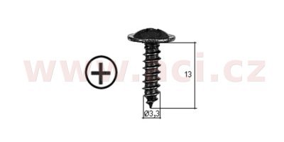 samořezný křížový vrut černý pozink Fe (sada 20 ks) (3,5 mm, 13 mm)