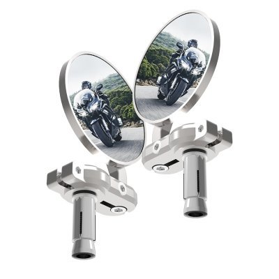OXFORD - spätné zrkadlo univerzálne do koncov riadidiel pre vnútorný priemer 13 mm, (strieborné, priemer zrkadla 68 mm, pár)