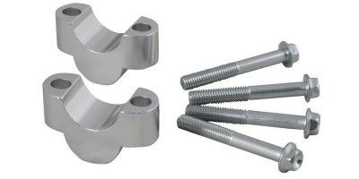 sada na zvýšení řídítek + 20 mm (průměr 28 mm) vč. šroubů, RTECH (stříbrná)