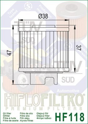HIFLOFILTRO - Olejový filter /Honda/ HF118