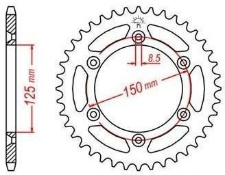 JT-Anglicko - Oceľová rozeta pre sekundárne reťaze typu 520, (49 zubov)