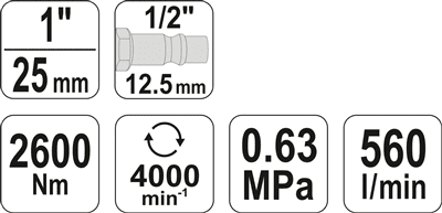 Yato - Uťahovač pneumatický "DLHÝ" 1" 2600Nm