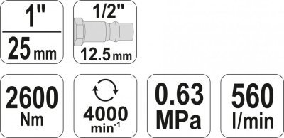 Yato - Uťahovač pneumatický "KRÁTKY" 1" 2600Nm
