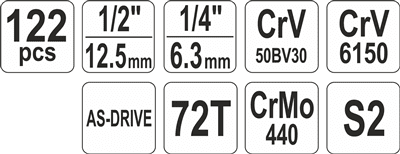 Yato - Gola sada 1/2", 1/4", 122ks