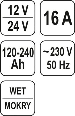 Yato - Nabíjačka 16A 12 / 24V