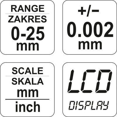 Yato - Mikrometer digitálny 0-25mm