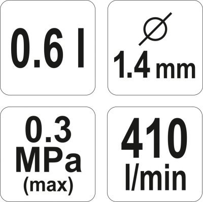 Yato - Pištoľ na lakovanie s nádržou 0,6l 14mm