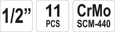 YATO - Sada nadstavcov šesťhraných dlhých 1/2", 11ks