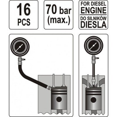 Yato - Sada na meranie kompresného tlaku 70 Bar (Diesel)