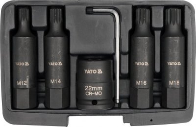Yato - Sada rázových bitov SPLINE 3/4" M12-M18 6ks