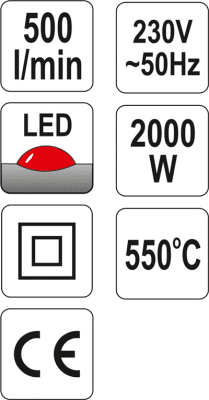 YATO - Teplovzdušná pištoľ 2000W 550 °C