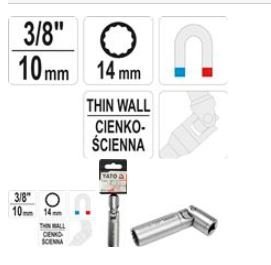 Yato - Nadstavec na sviečky s kĺbom 3/8" 14mm