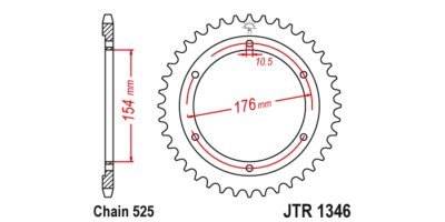 JT-Anglicko - Oceľová rozeta pre sekundárne reťaze typu 525, (43 zubov)