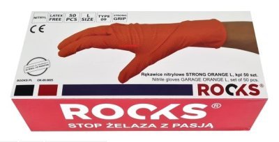 ROOKS OK-09.0005 Nitrilové rukavice STRONG ORANGE, L, 50 ks