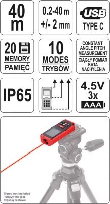 Yato - Laserový merač vzdialenosti 40m