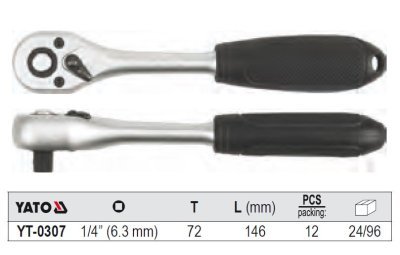 Yato - Račňa s plastovou rúčkou 1/4" 146mm