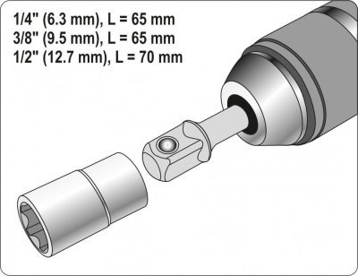 Yato - Súprava adaptérov 3ks HEX 1/4, 3/8, 1/2