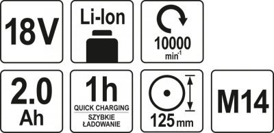 Yato - AKU brúska uhlová 125 mm 18V s batériou 2Ah