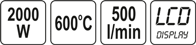 YATO - Teplovzdušná pištoľ 2000W 600 °C