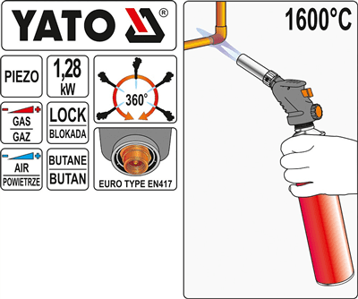 YATO - Plynový horák PROPAN-BUTAN 1.28kW