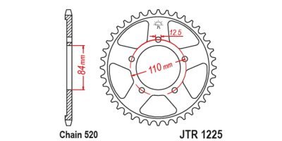 JT-Anglicko - Oceľová rozeta pre sekundárne reťaze typu 520, (40 zubov)