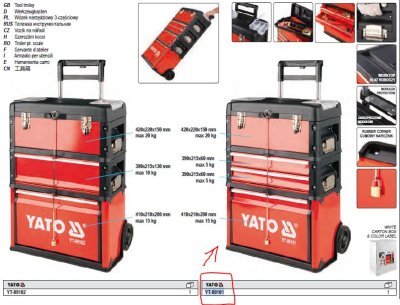 Yato - Vozík na náradie 3 sekcie 2 zásuvka