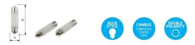 LED 12V C5W SV8,5 10x36MM 27XSMD2835-MATT biele 2ks