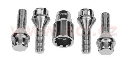 Bezpečnostné skrutky M12x1.5, kuželové sedlo, závit 28 mm (sada 4 ks)