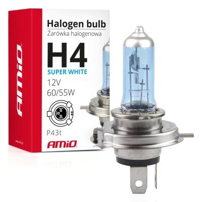 AMiO - Halogénová žiarovka H4 12V 60/55W UV filter (E8) Super White