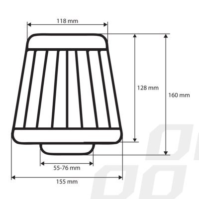 AMiO - Kužeľový vzduchový filter černý + 3 adaptéry