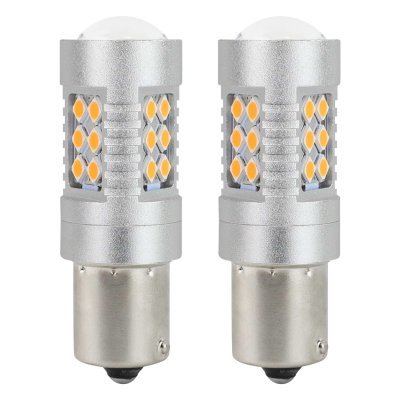 AMiO - LED žiarovky CANBUS 3030 24SMD 1156 BAU15S PY21W Oranžová 12V/24V
