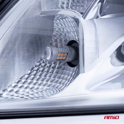 AMiO - LED žiarovky CANBUS 3030 24SMD 1156 BAU15S PY21W Oranžová 12V/24V