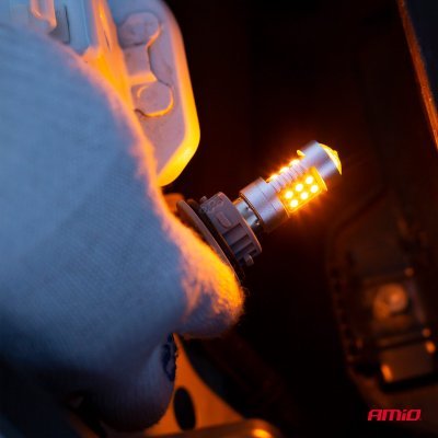 AMiO - LED žiarovky CANBUS 3030 24SMD 1156 BAU15S PY21W Oranžová 12V/24V