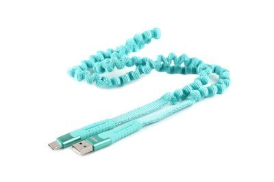 AMiO - Pružinový kábel USB+USB-C 1.2m FullLINK UC-14