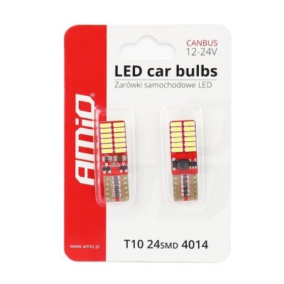 AMiO - LED žiarovky CANBUS 24SMD 4014 T10e (W5W) White 12V/24V