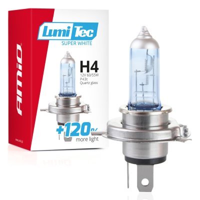 AMiO - Halogénová žiarovka H4 12V 60/55W LumiTec SuperWhite +120%